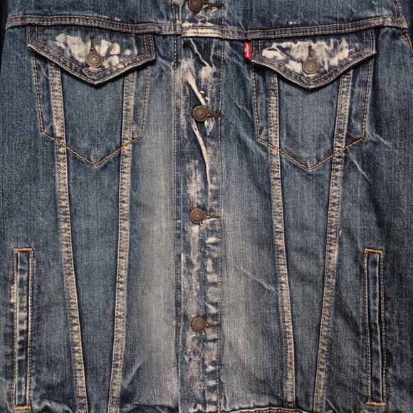 Levi's Trucker Jean Jacket Men's Danica Faded Distressed Size S - Picture 2 of 13